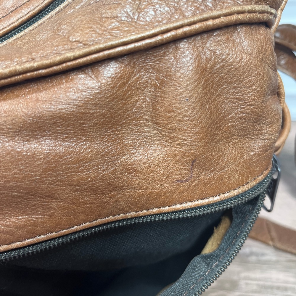Vintage Leather Crossbody Shoulder Bag Brown Multi-Pocket Purse Mexico - Picture 10 of 16